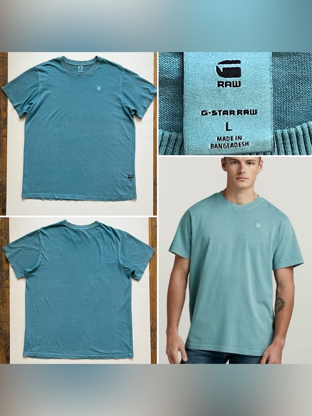 G-Star Overdye Short Sleeve T-shirt, Organic Cotton, Green, Men US Large